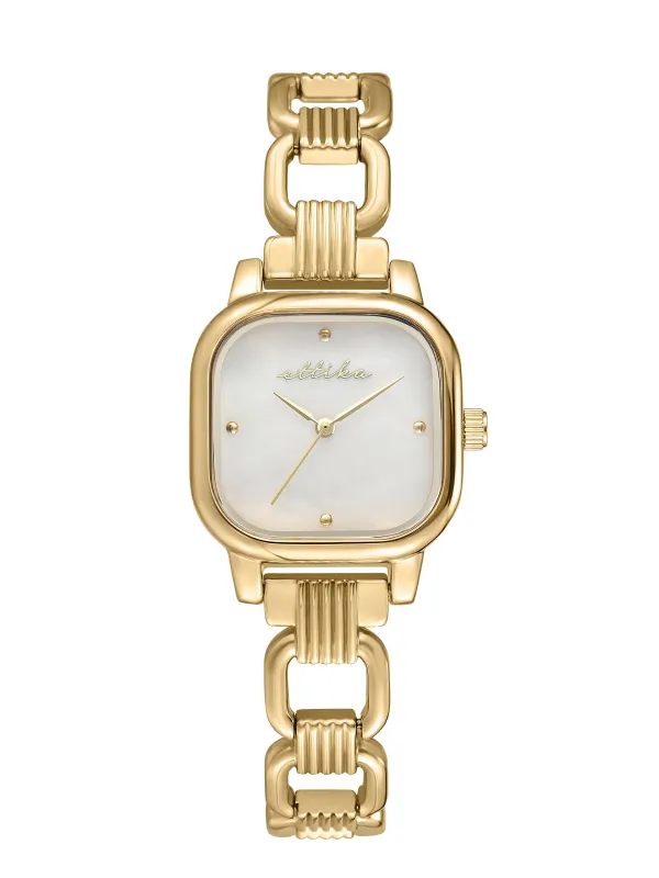 Classic Square Gold Bracelet Watch made by ettika