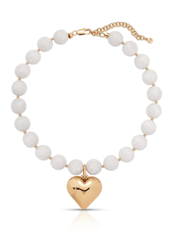 Luck and Love Bone Stone Heart Necklace made by ettika