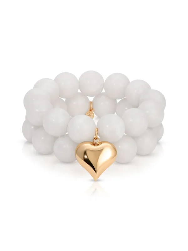 Luck and Love Bone Heart Bracelet Set made by ettika