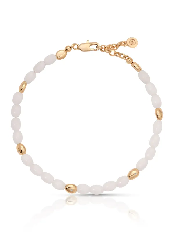 Bone Polished Pebble Anklet made by ettika