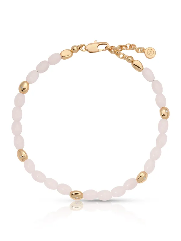 Rose Polished Pebble Anklet made by ettika