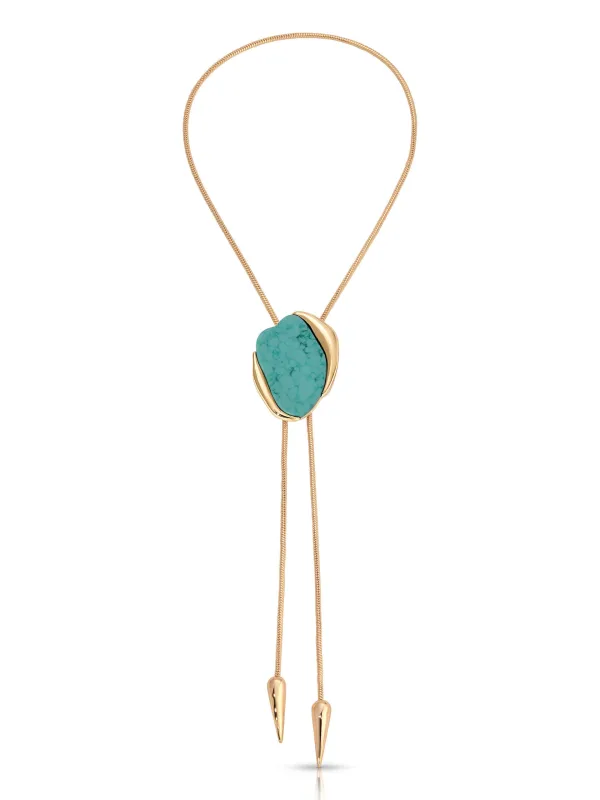 Turquoise Statement Bolo Necklace made by ettika