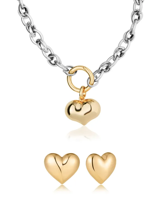 Chunky Mixed Metal Heart Set made by ettika