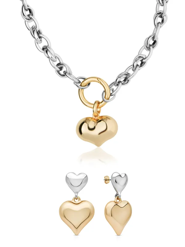 Mixed Metal Triple Heart Set made by ettika
