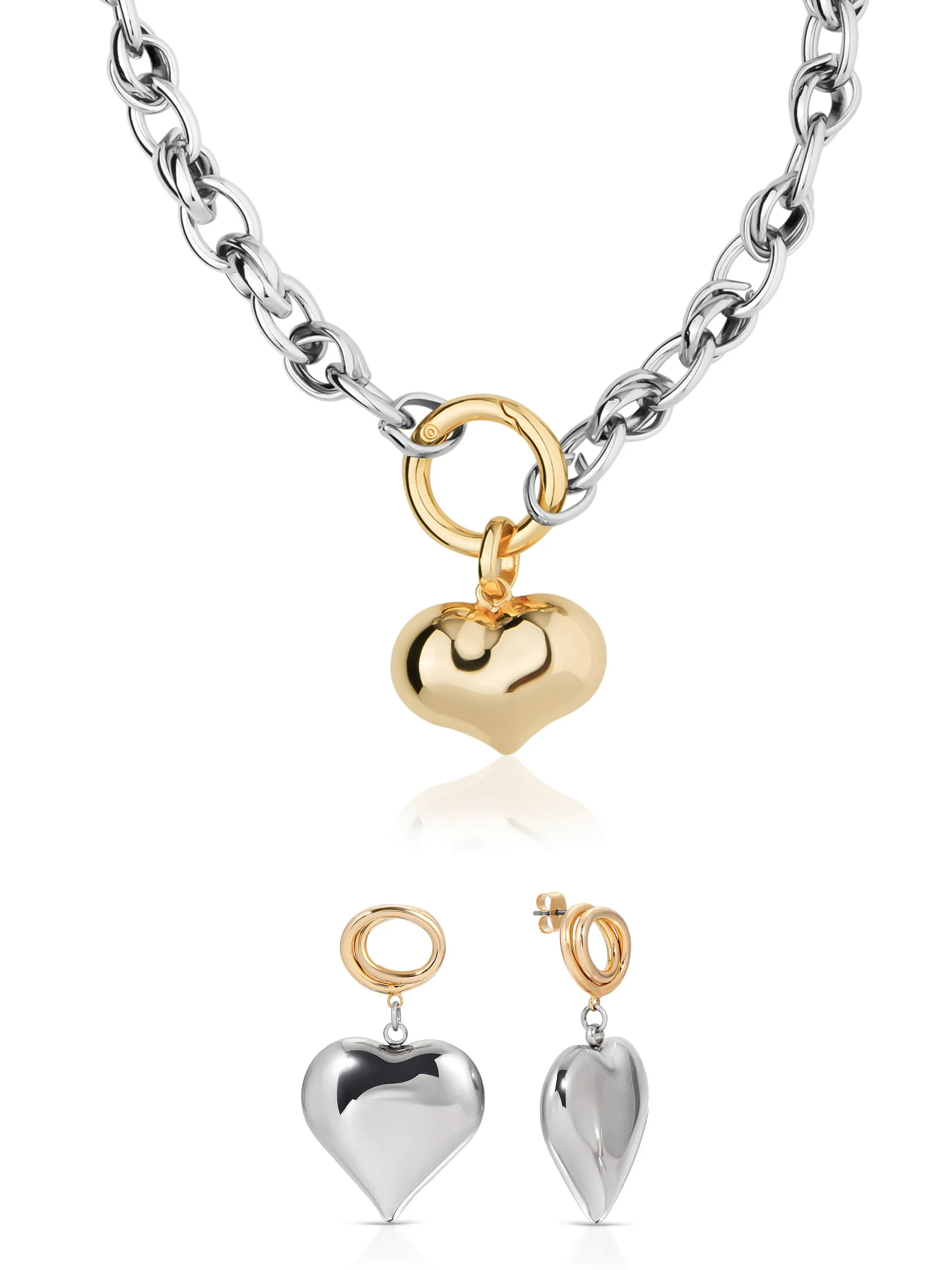 Everyday Mixed Metal Heart Set sold by ettika