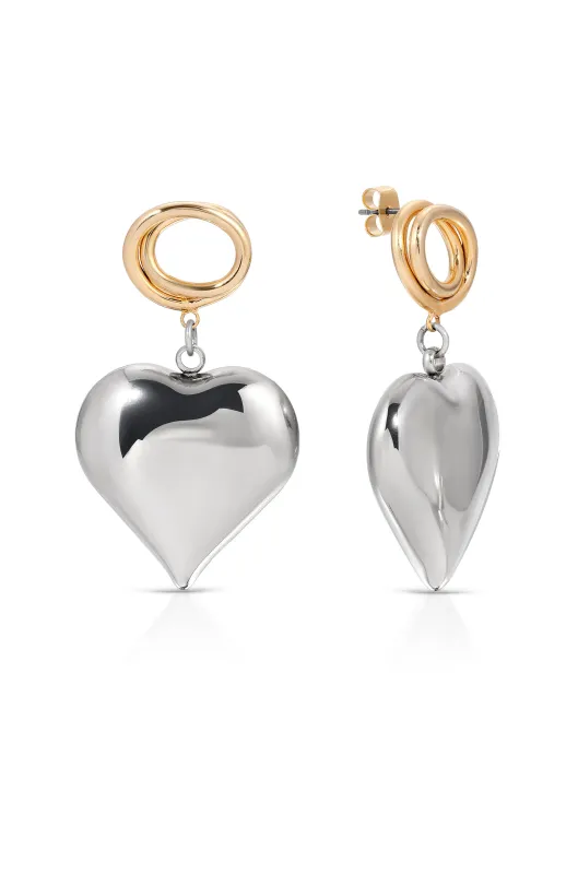 Heart Mixed Metal Earrings made by ettika