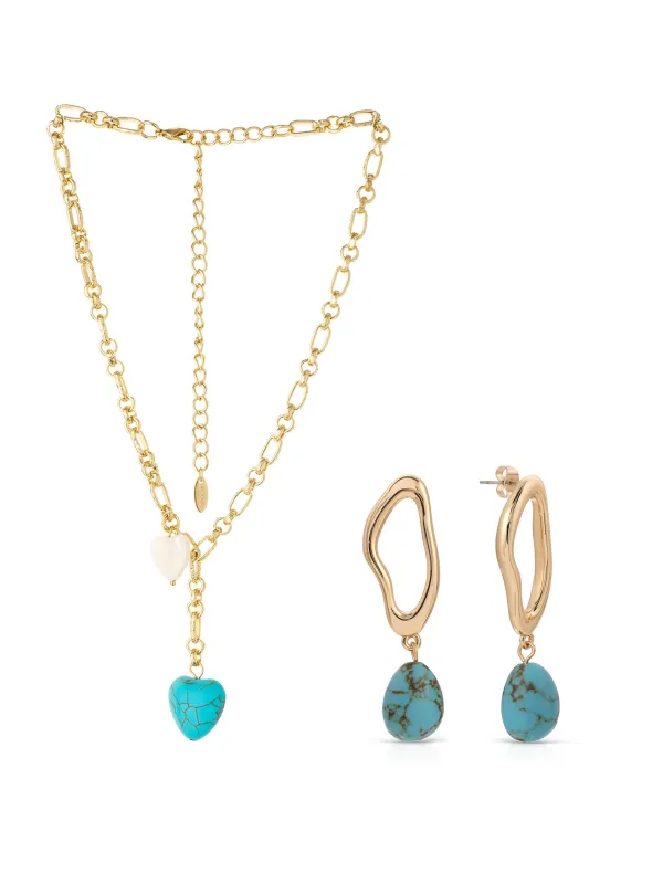 Turquoise Heart Lariat Set made by ettika