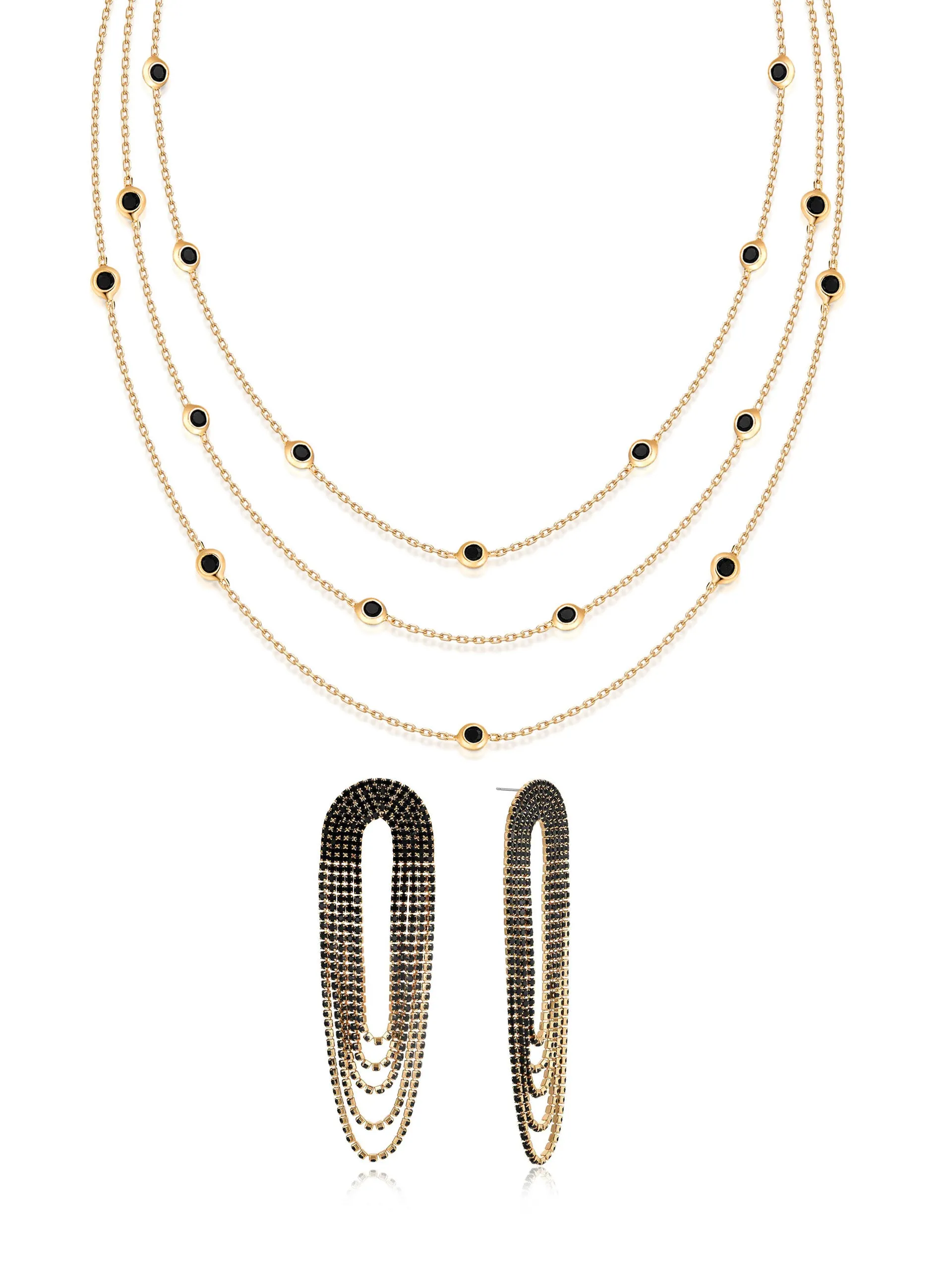 Crystal Fringe Set sold by ettika