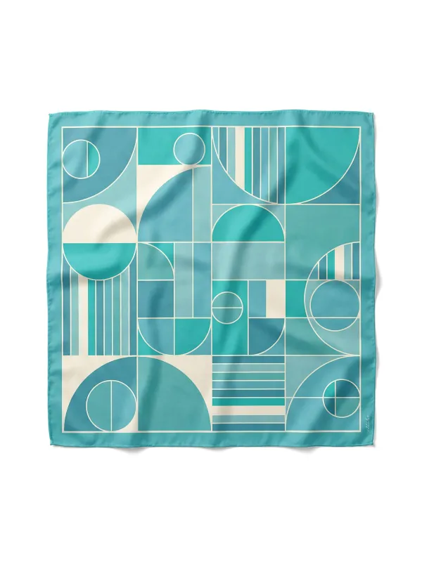 Blue Geometric Color Blocked Scarf made by ettika