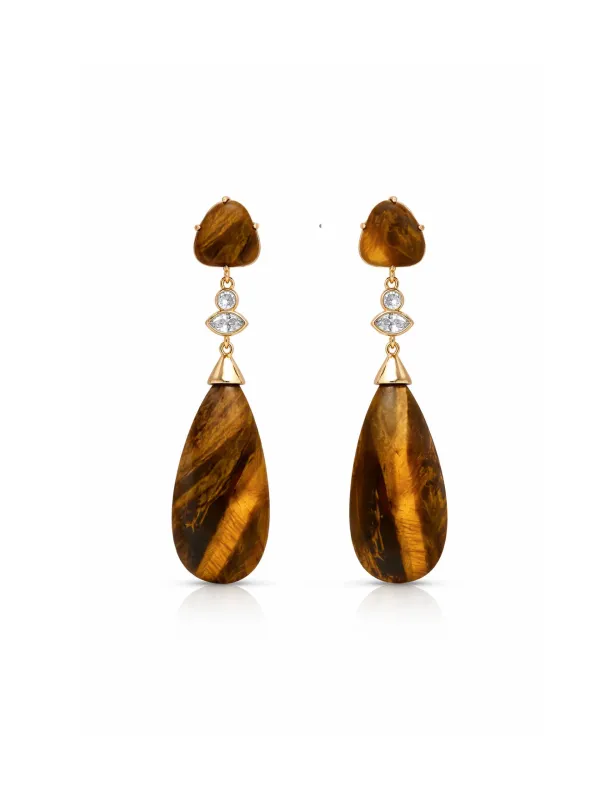 Tiger's Eye Solstice Drop Earrings made by ettika