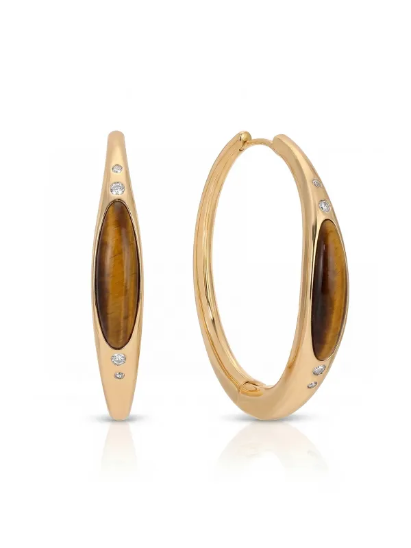 Tiger's Eye Solstice Hoops made by ettika