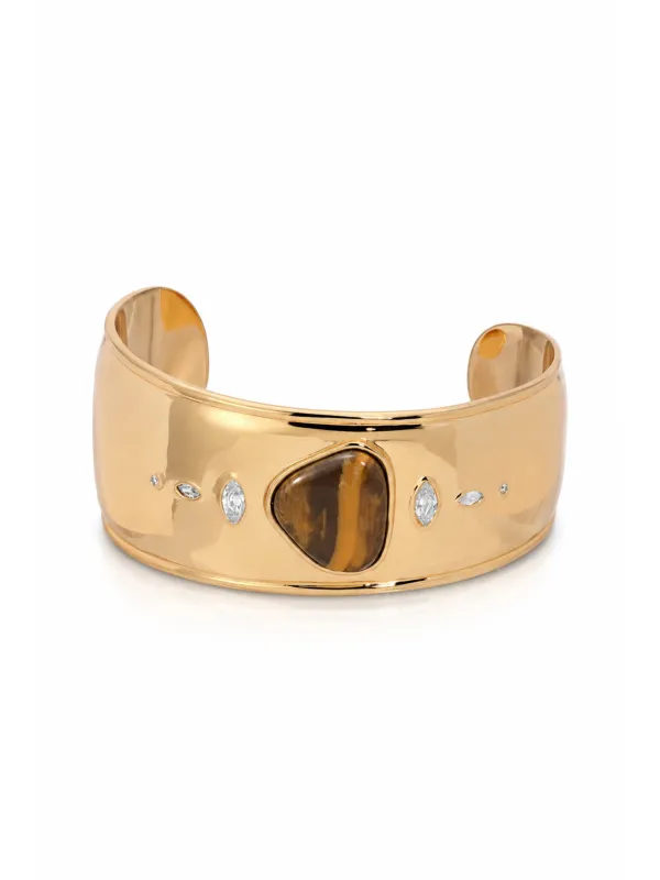Tiger's Eye Solstice Thick Cuff made by ettika