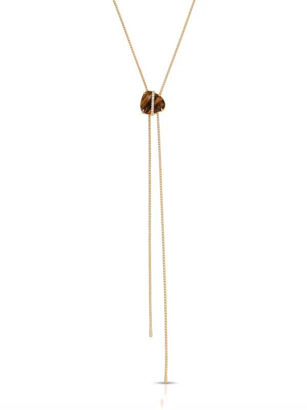 Solstice Bolo Necklace in Tiger's Eye made by ettika
