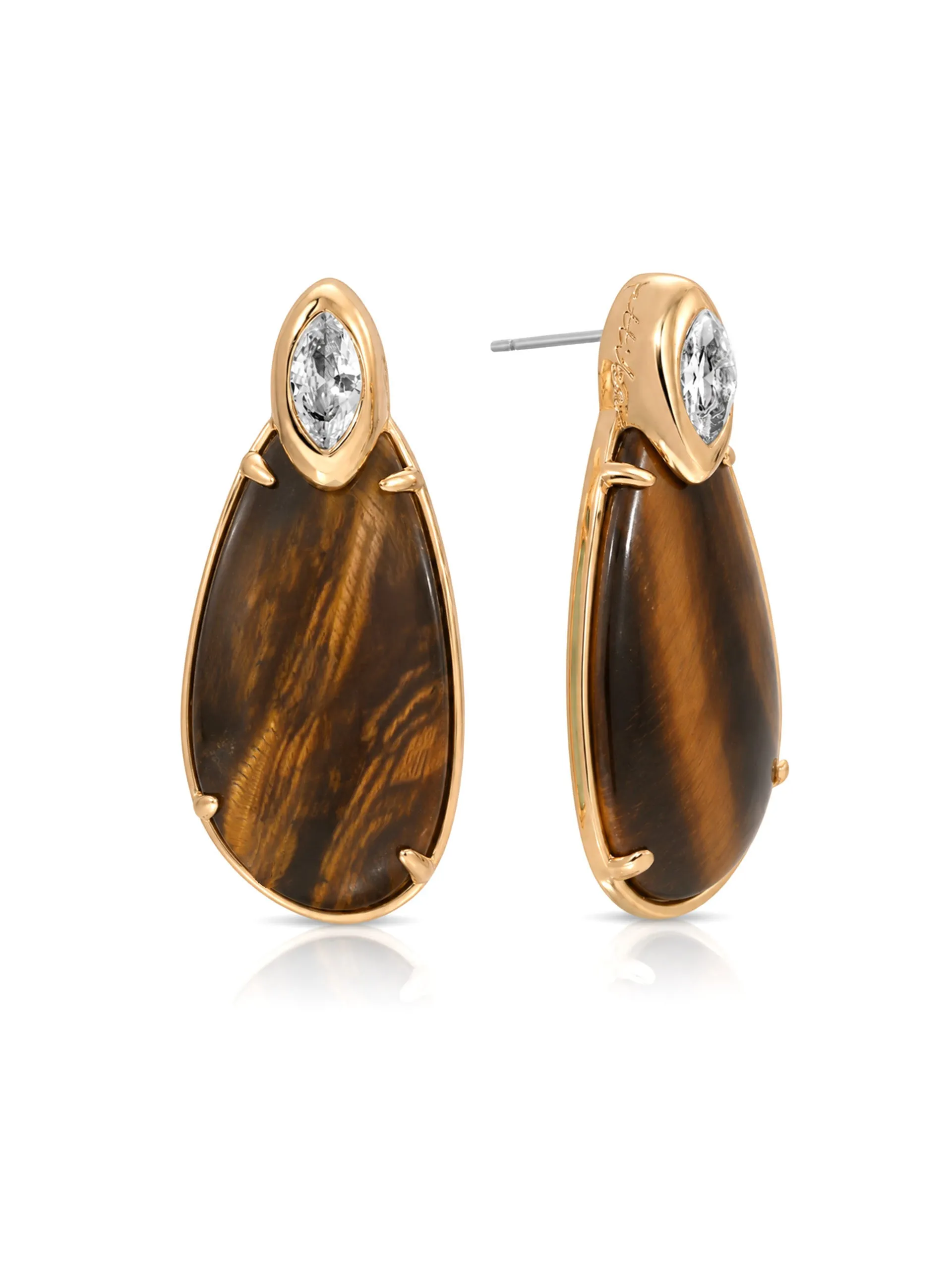 Majestic Stone Tiger's Eye Earrings sold by ettika