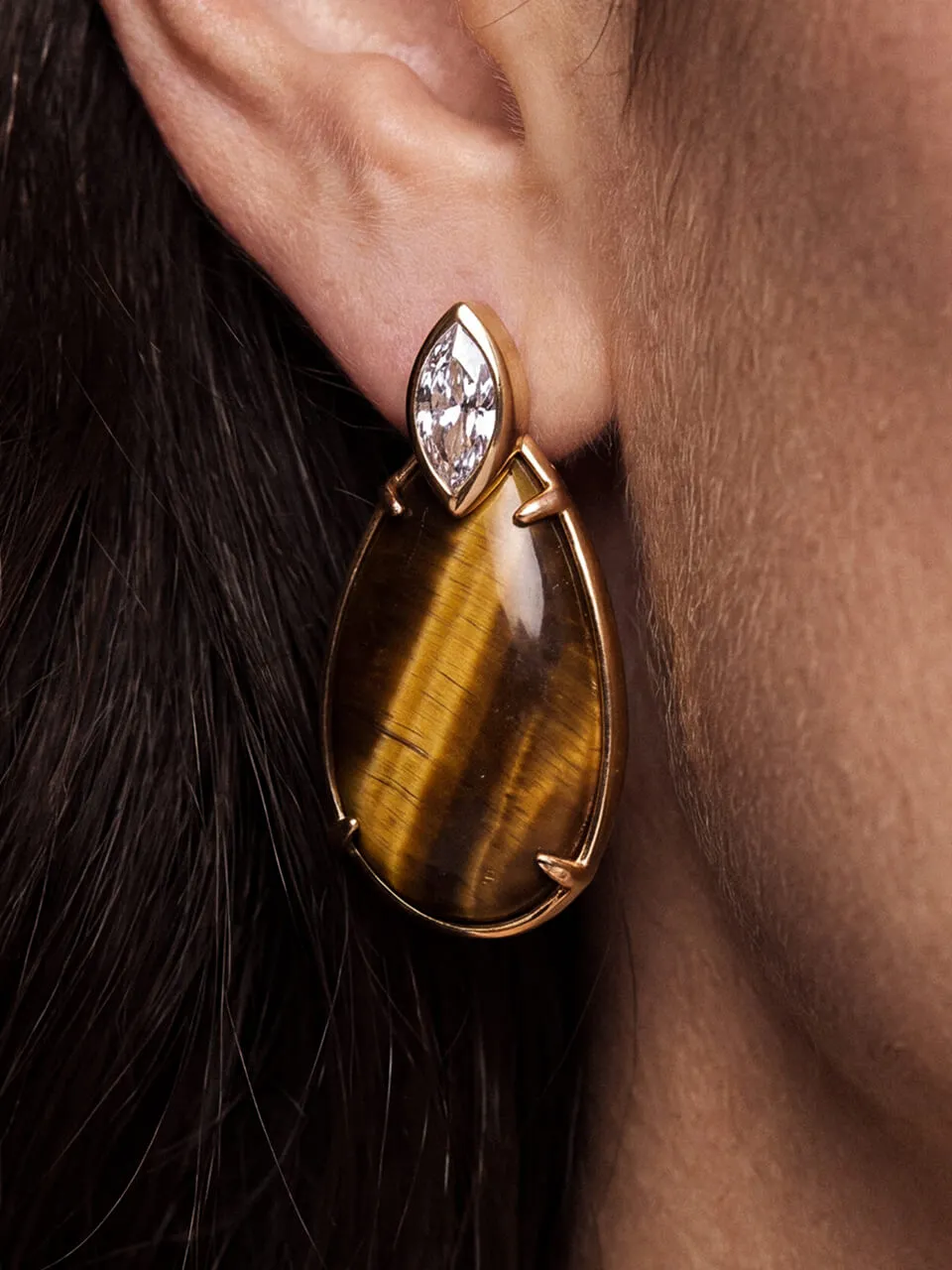 Majestic Stone Tiger's Eye Earrings sold by ettika product image thumbnail 2