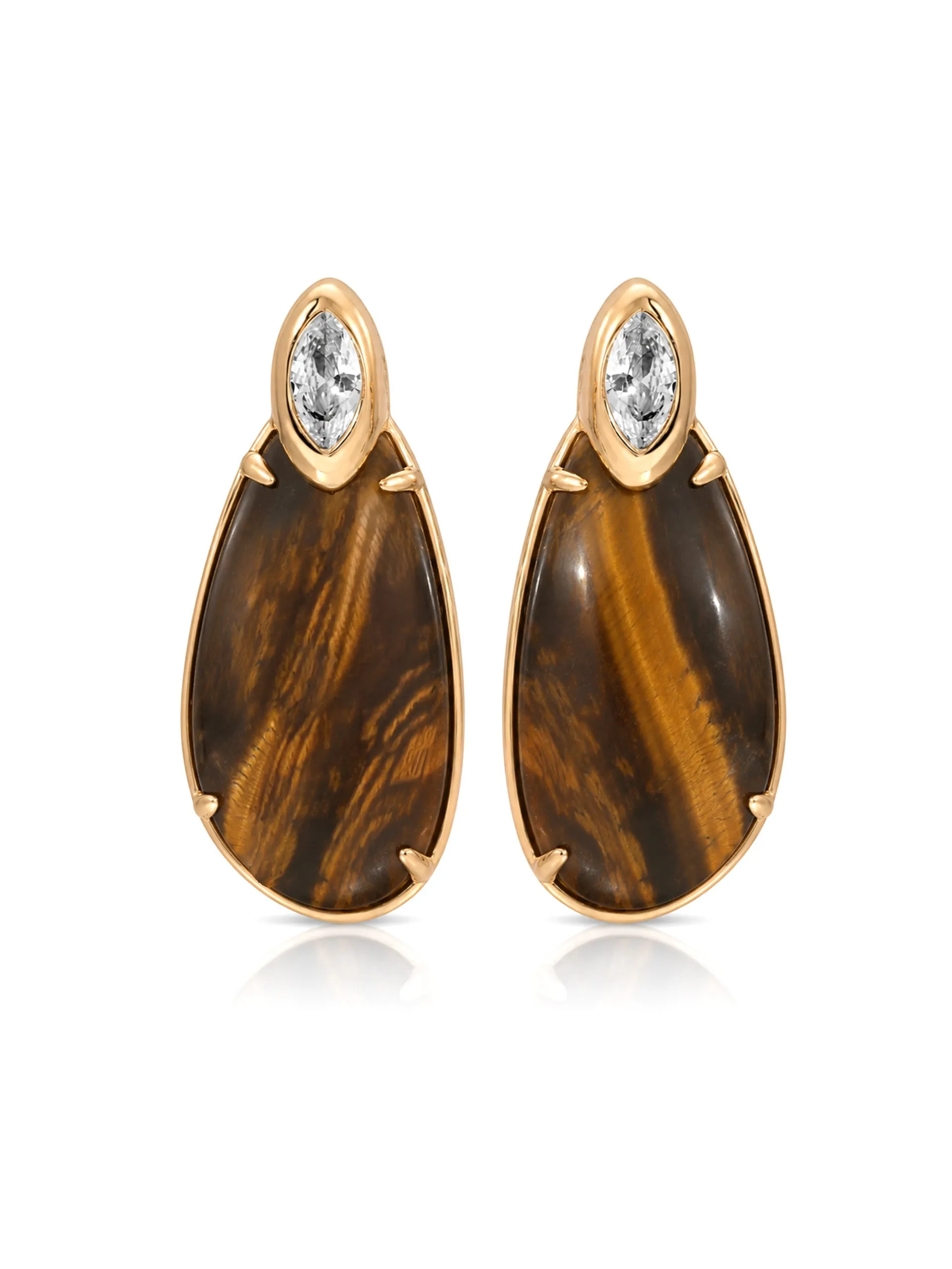 Majestic Stone Tiger's Eye Earrings sold by ettika product image thumbnail 3