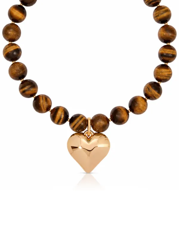 Luck and Love Tiger's Eye Heart Necklace made by ettika