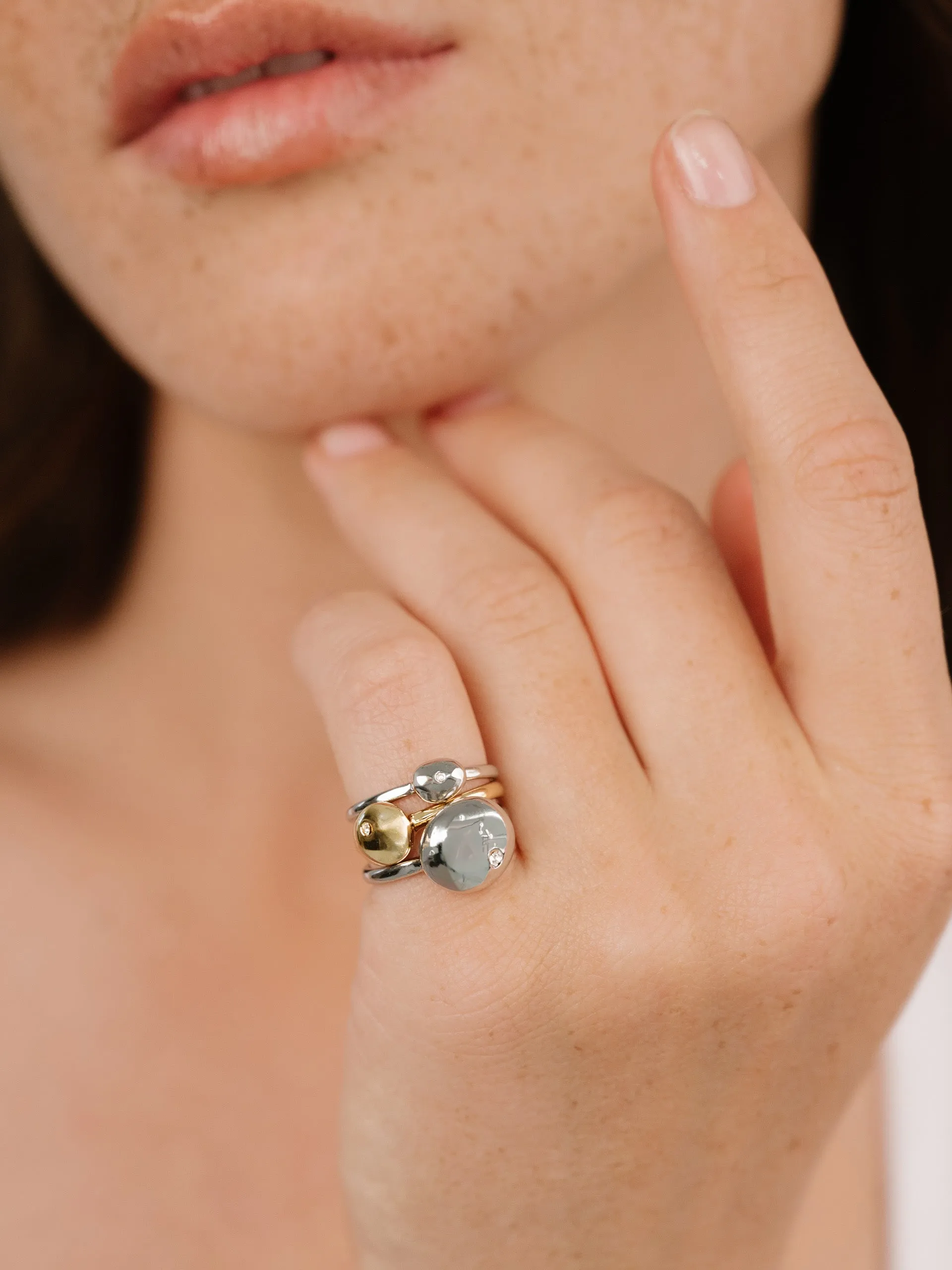 Polished Stacking Pebble Ring Set sold by ettika product image thumbnail 5