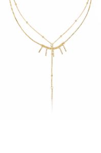 Crystal Landslide Lariat 18k Gold Plated Layered Necklace Set sold by ettika