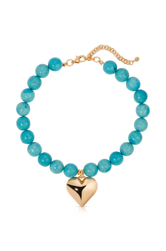 Luck and Love Turquoise Beaded Choker Necklace sold by ettika