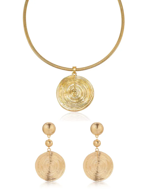 Swirl Pendant Necklace and Earrings Set sold by ettika