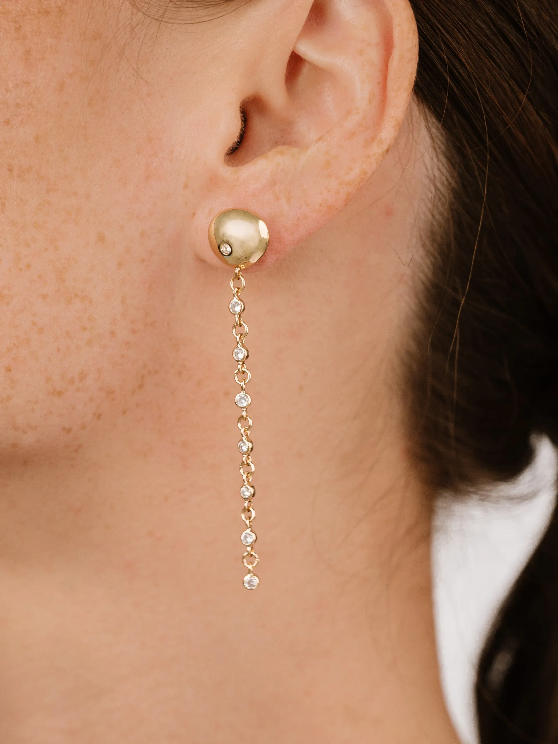 Polished Pebble Linear Chain Earrings sold by ettika product image thumbnail 2