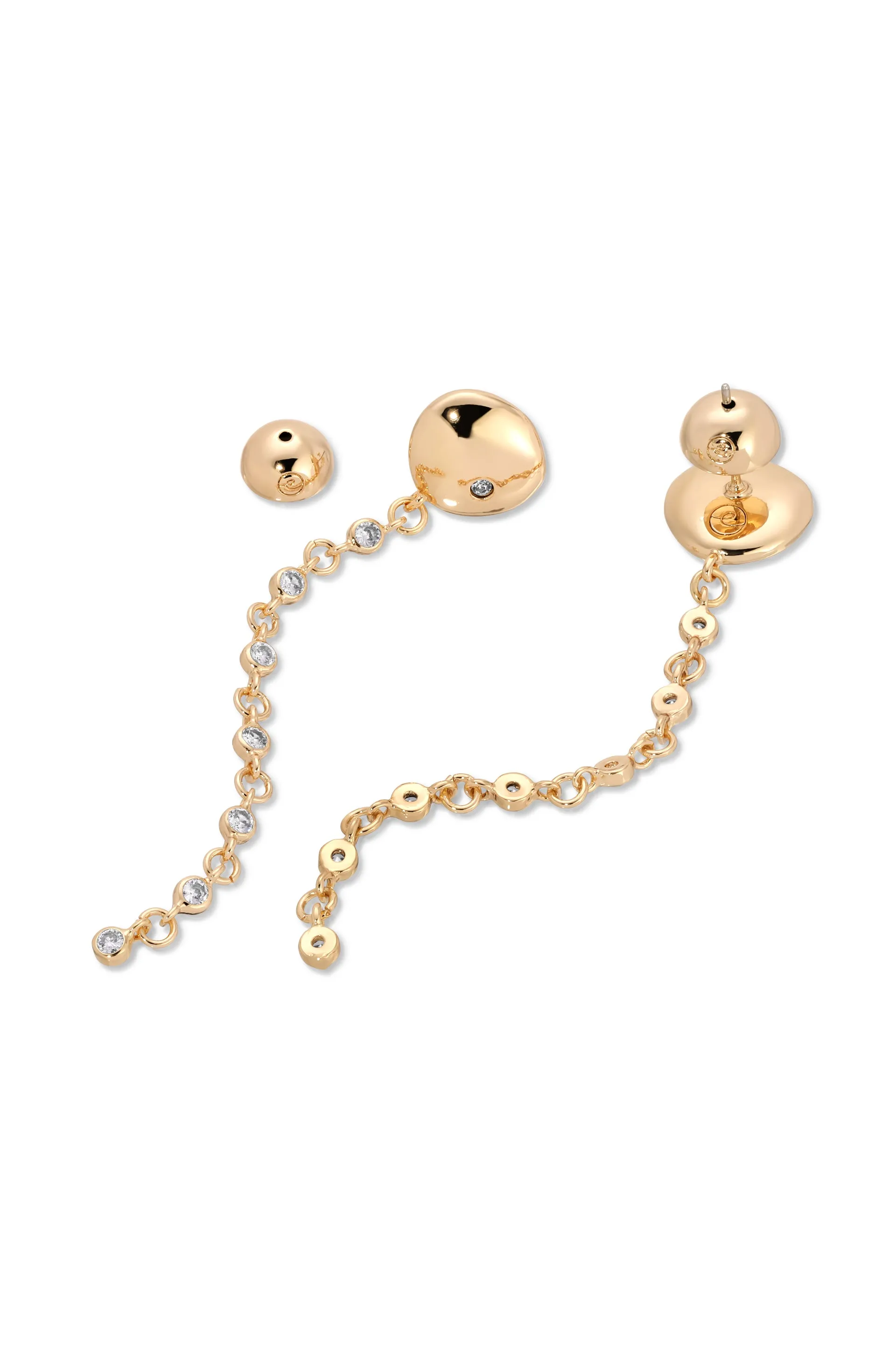 Polished Pebble Linear Chain Earrings sold by ettika product image thumbnail 3