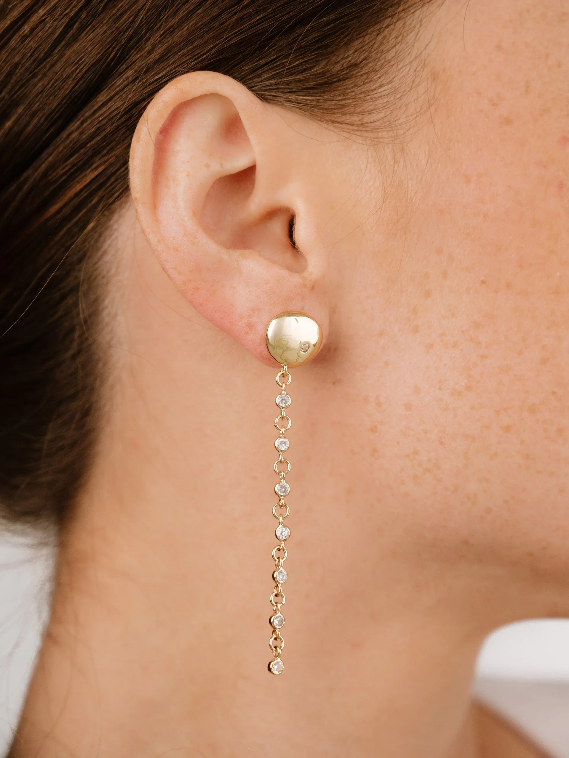 Polished Pebble Linear Chain Earrings sold by ettika product image thumbnail 5