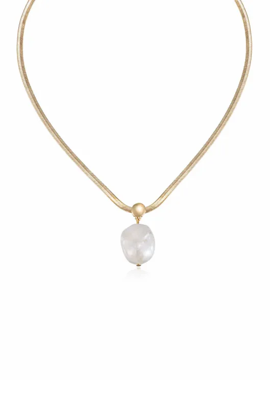 Baroque Pearl Pendant Necklace sold by ettika