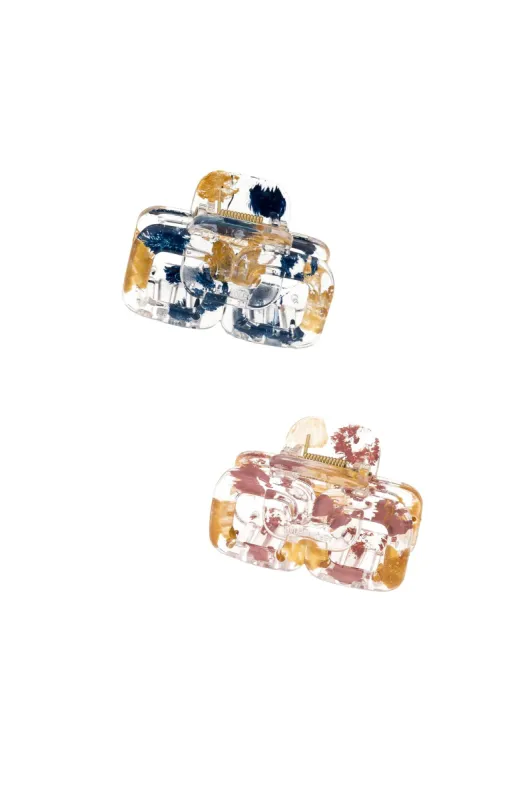 Golden Flecked Clear Hair Claw Set sold by ettika