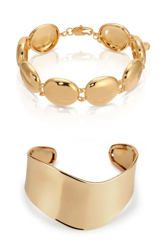 Pebble Bracelet + Smooth Cuff Set made by ettika