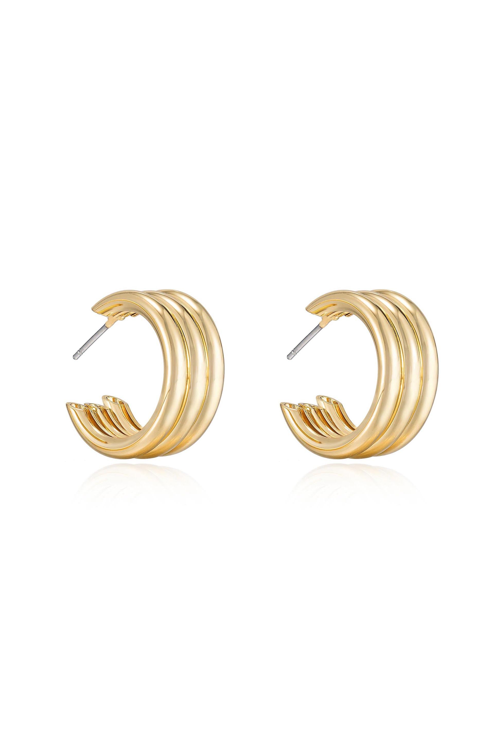 Pipeline 18k Gold Plated Hoops sold by ettika product image thumbnail 4