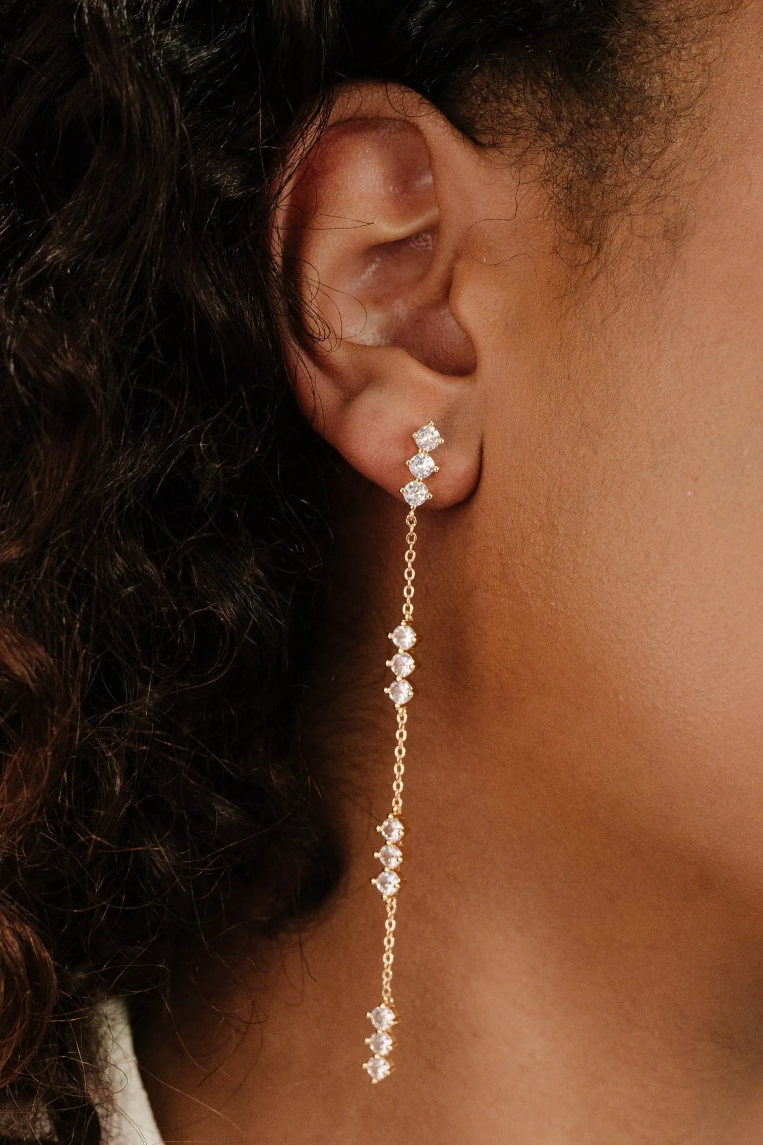Linear Crystal Drop Earrings sold by ettika product image thumbnail 2