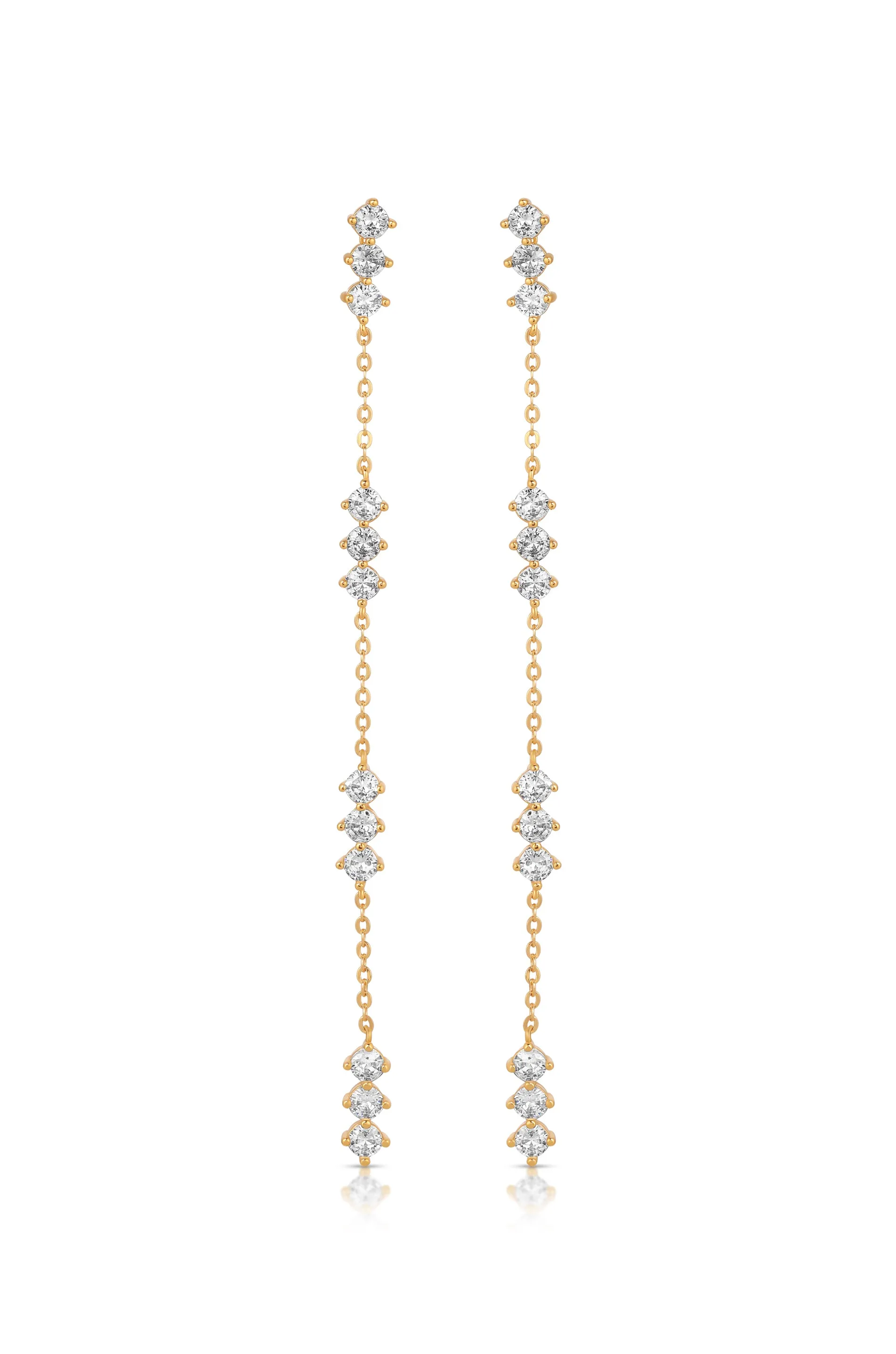 Linear Crystal Drop Earrings sold by ettika