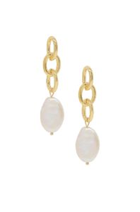 Freshwater Pearl Drop & 18k Gold Plated Chain Earrings sold by ettika