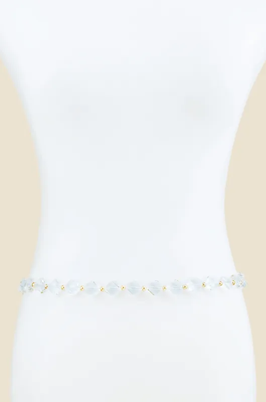 Clear Acrylic Diamond Shape Beaded Belt sold by ettika