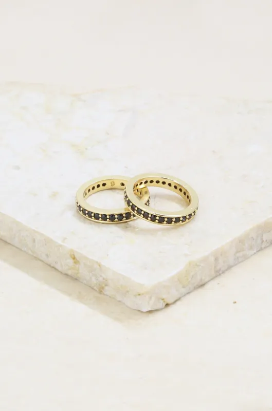 Crystal Band 18k Gold Plated Ring Set sold by ettika