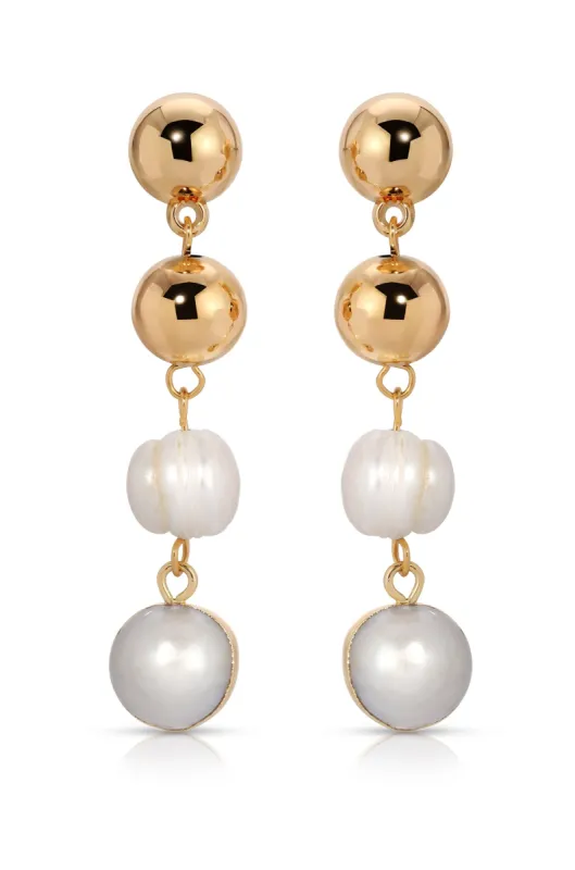 Freshwater Pearl 18k Gold Plated Drop Earrings sold by ettika