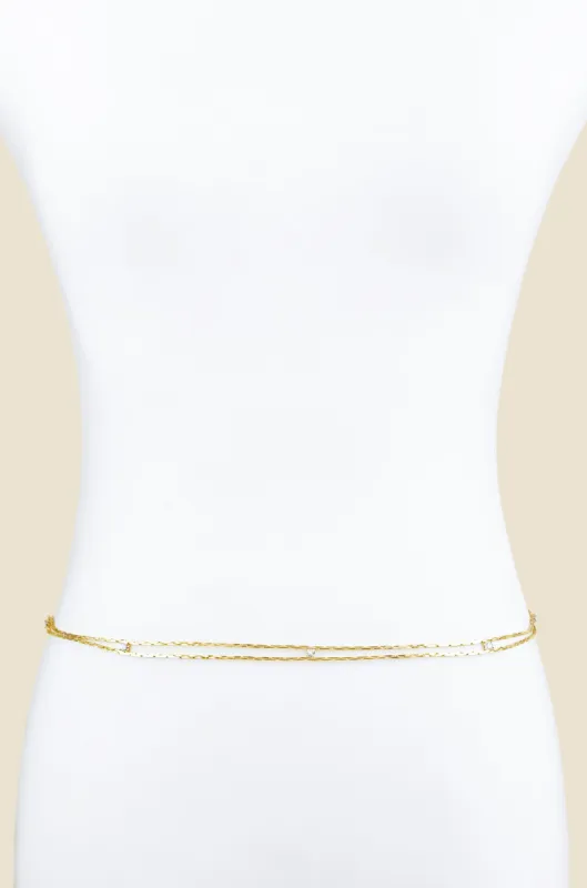 Always Relevant Gold Belt with Crystals sold by ettika