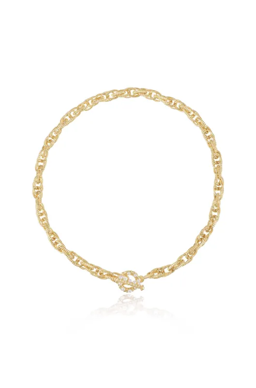 Golden 18k Gold Plated Chain Rope Necklace with Pearl Toggle sold by ettika