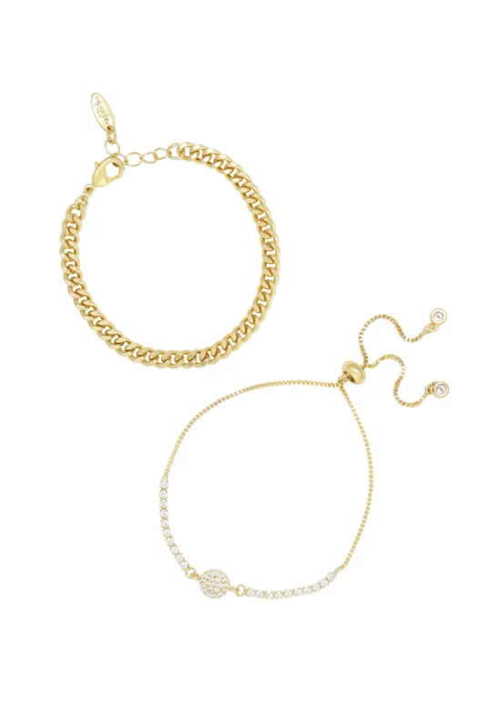 Add Some Crystal 18k Gold Plated Bracelet Set sold by ettika