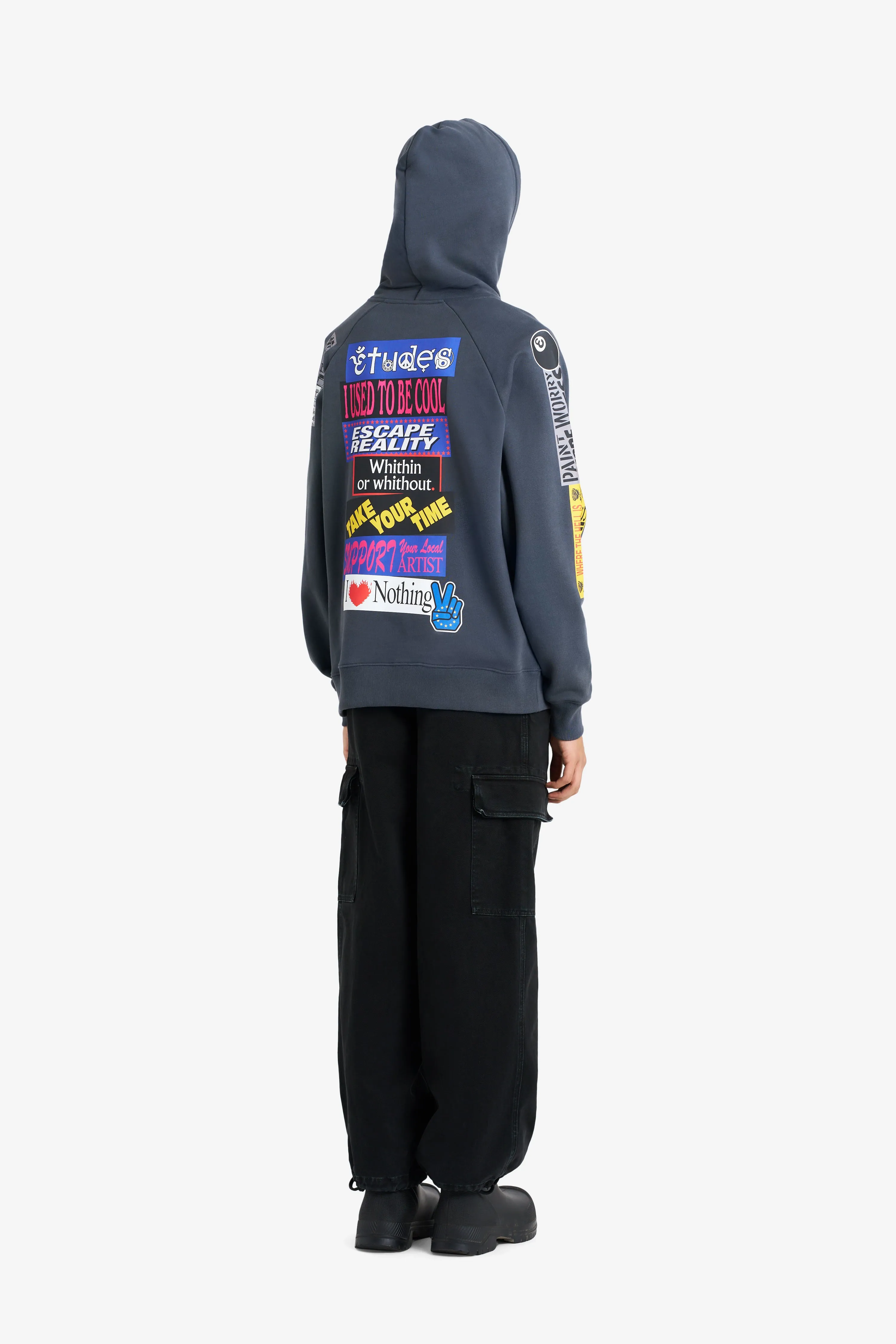 LOOSE HOODIE STICKERS DARK GREY sold by Etudes Studio product image thumbnail 3