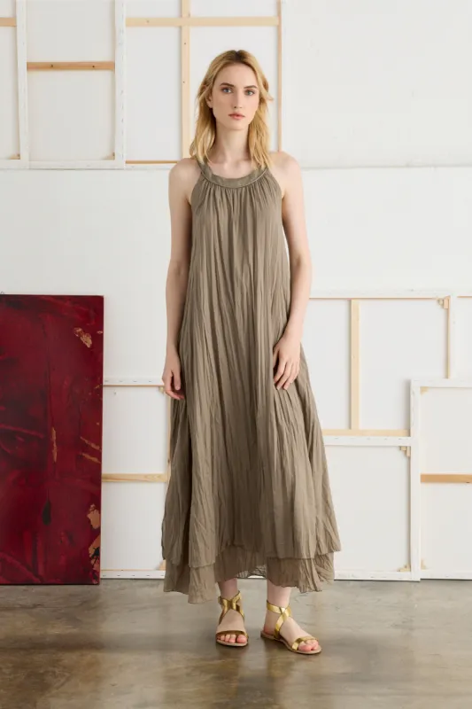 Pleated Midi Dress Cotton Garment-Dyed 10D0 7504 sold by European Culture