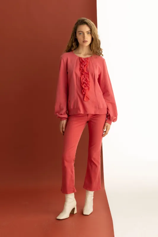 Five-Pocket Pants with Flared Leg Garment Dyed 08CU 3821 sold by European Culture