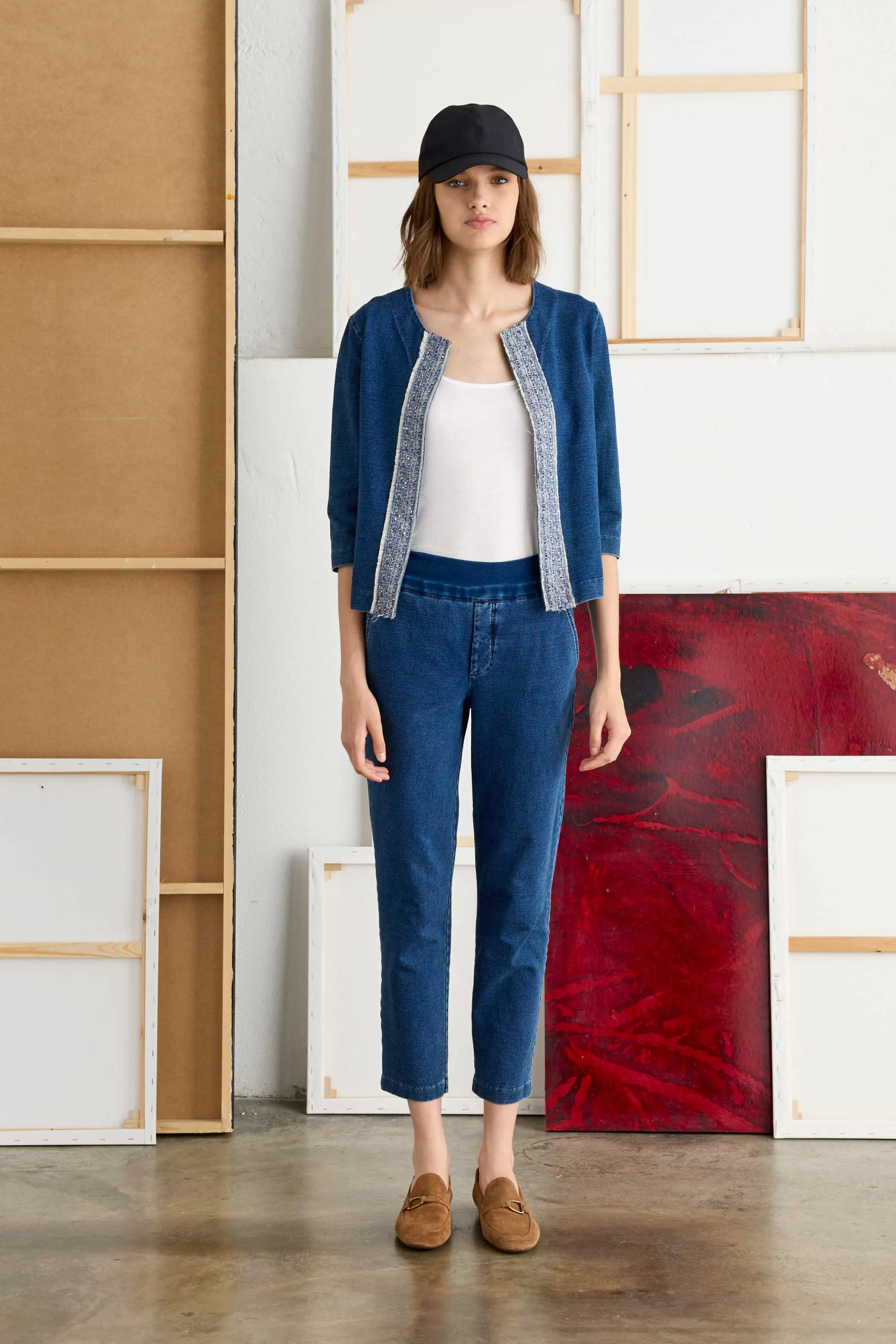 Crop Jacket with Front Patch 590U 2236 sold by European Culture