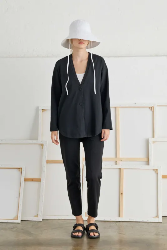 Jacket in Stretch Fleece with V-Neck Garment-Dyed 58C0 2261 sold by European Culture