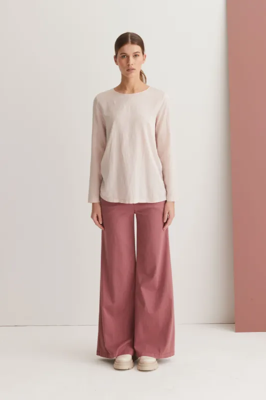 Long Sleeve T-Shirt in Cotton and Silk Garment Dyed 379U 6629 sold by European Culture