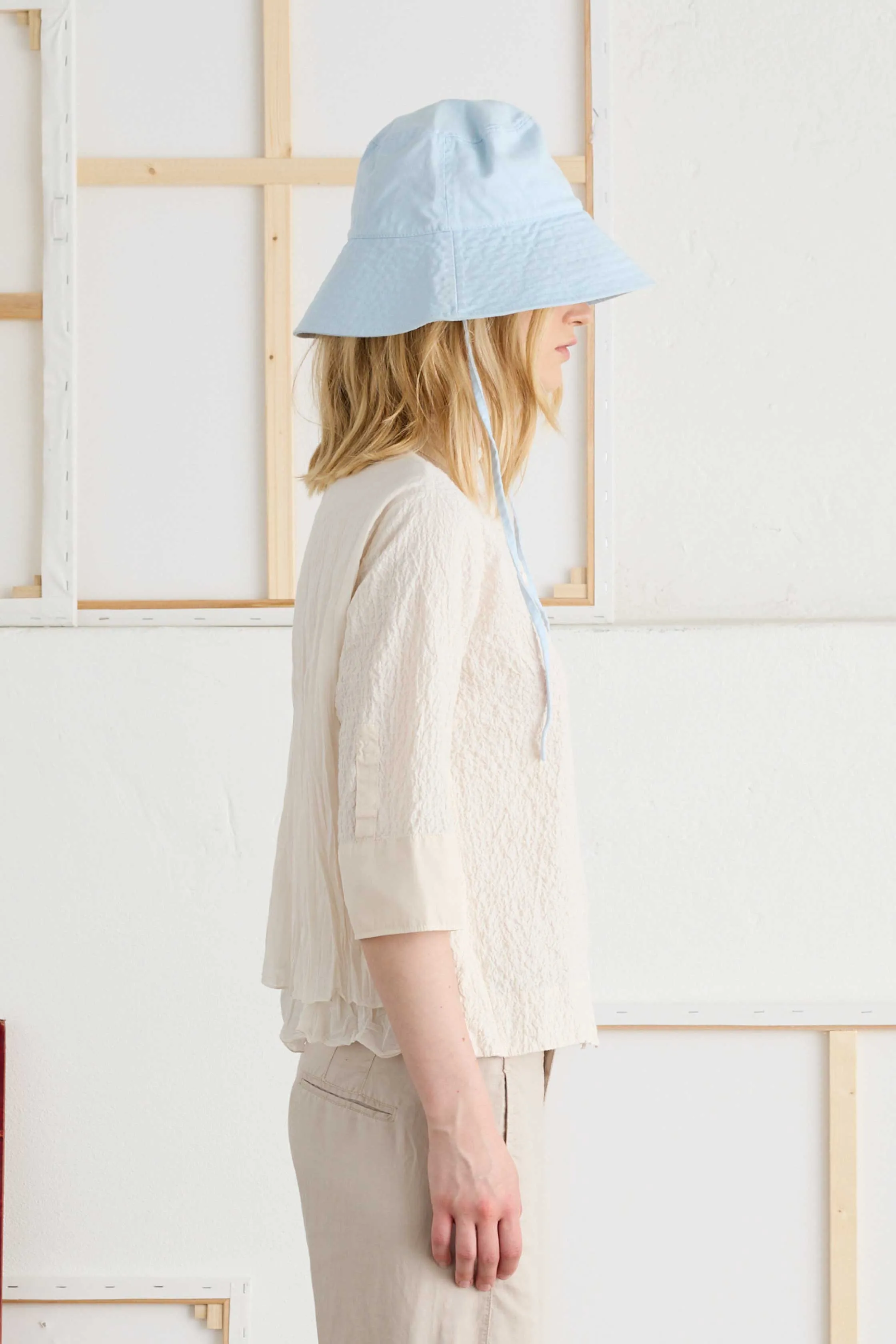 Shirt with 3/4 Sleeves in Stretch Cotton Poplin Garment-Dyed 682U 3259 sold by European Culture product image thumbnail 4