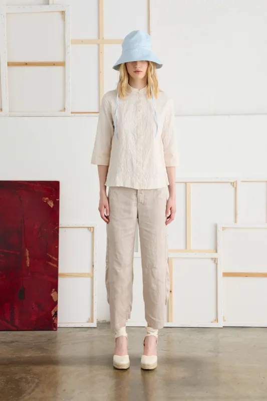 Shirt with 3/4 Sleeves in Stretch Cotton Poplin Garment-Dyed 682U 3259 sold by European Culture