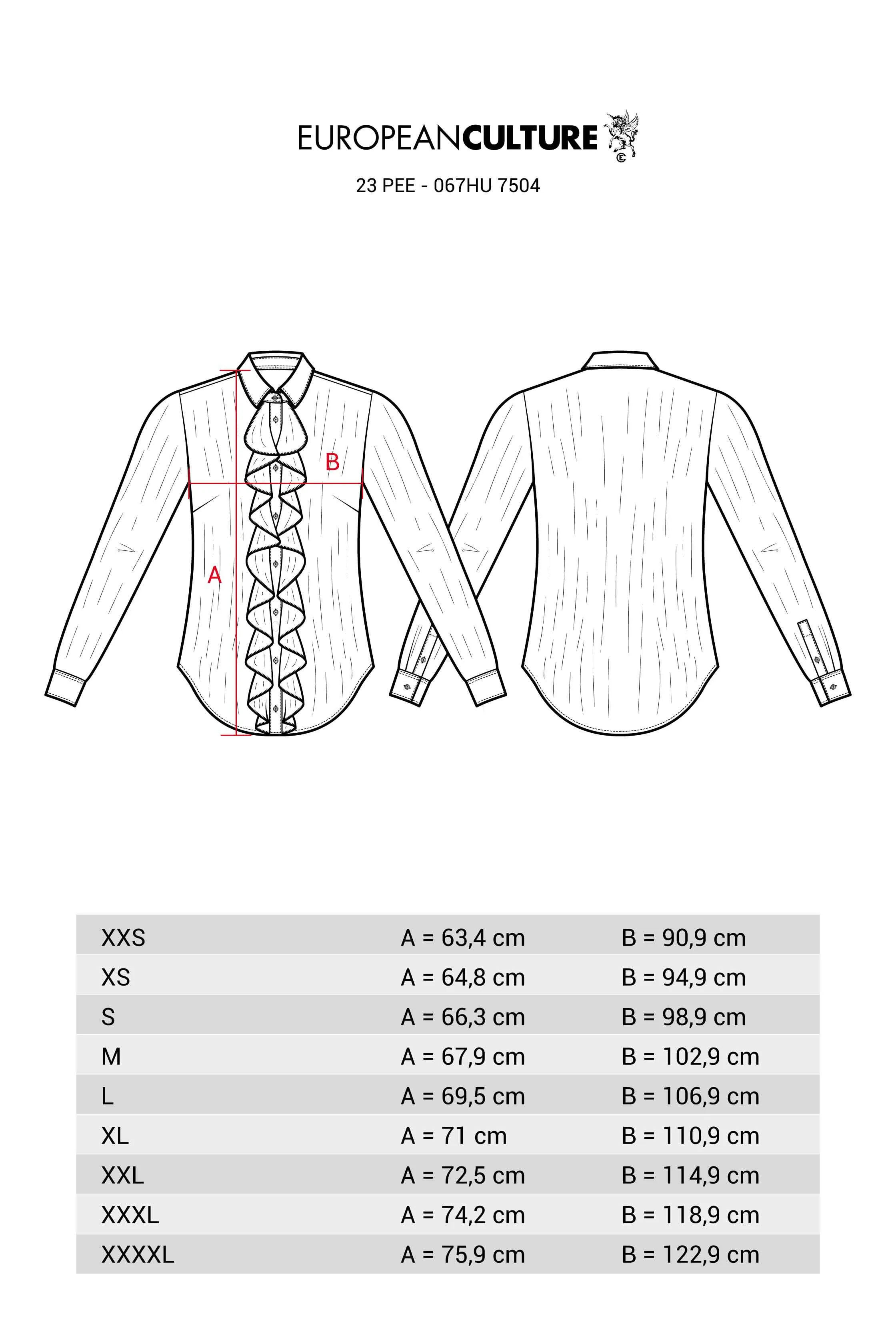 Shirt with Front Ruffles Garment Dyed 67HU 7504 sold by European Culture product image thumbnail 5